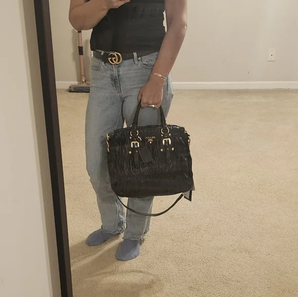 Prada Nappa Gaufre Ruched Leather Tote - Picture 10 of 14